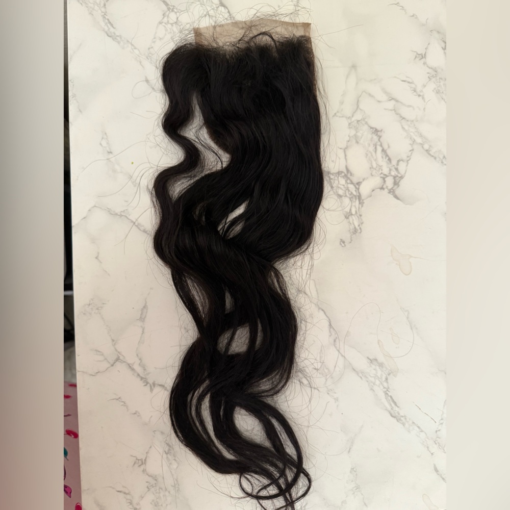 Natural dark brown 4 x 4 lace, frontal top closure 22 inch Wavy Hair Extensions - Picture 6 of 6